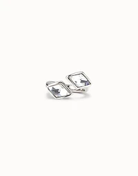 Open ring with two crystals