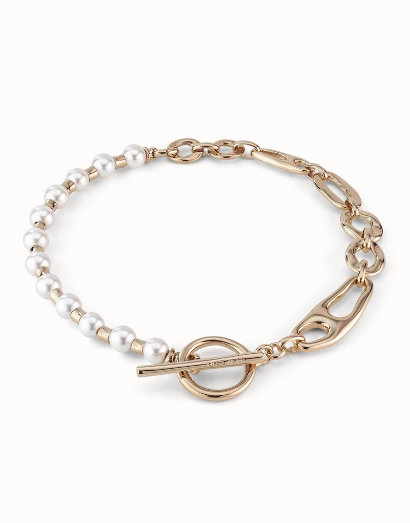 Short link chain necklace with pearls