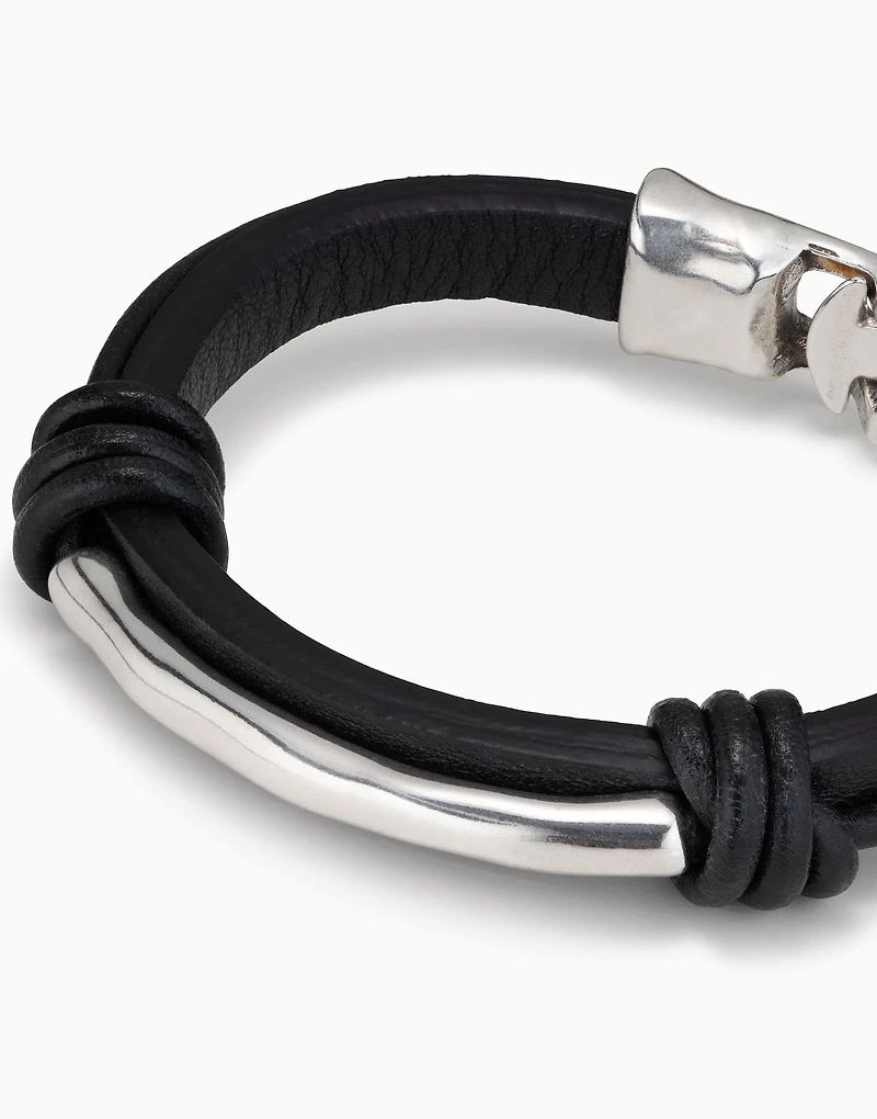 Leather bracelet with a tube in the center