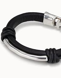 Leather bracelet with a tube in the center