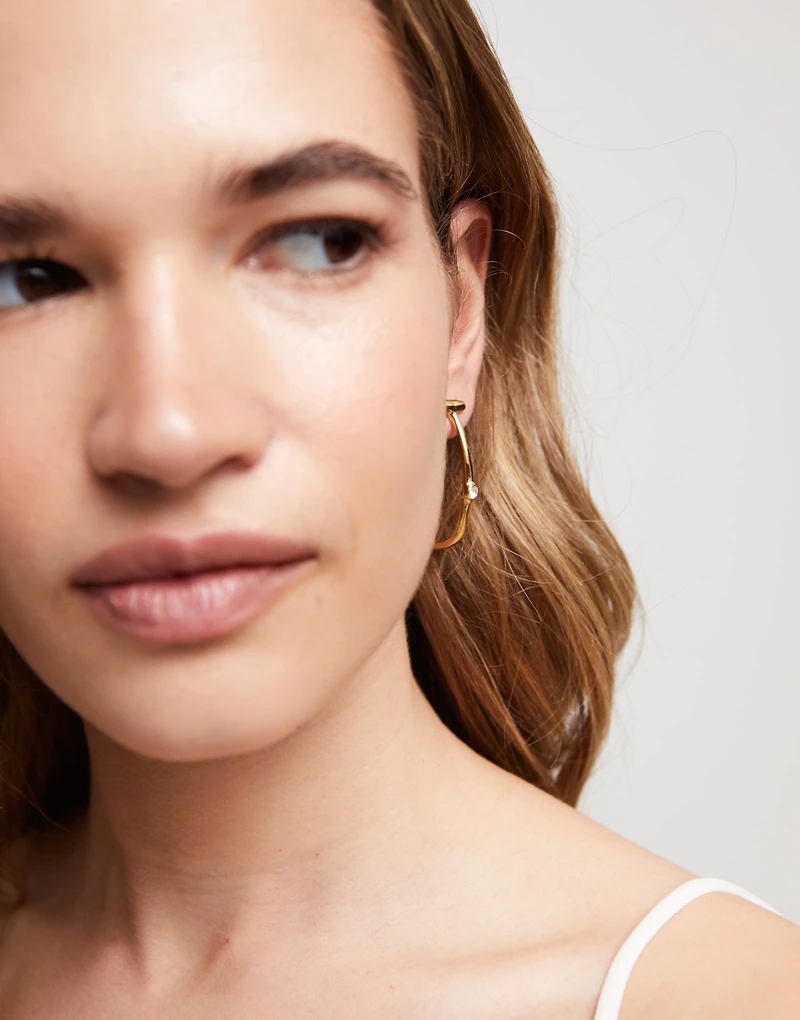 Hoop earrings with white topaz