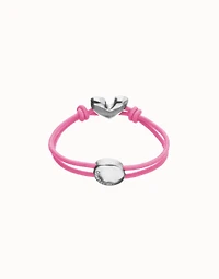 Pink elastic thread bracelet with heart charm
