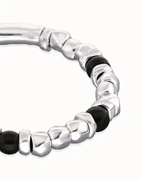 Beaded bracelet with silver and black Murano glass beads