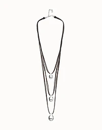 Multi strand leather necklace with three spheres