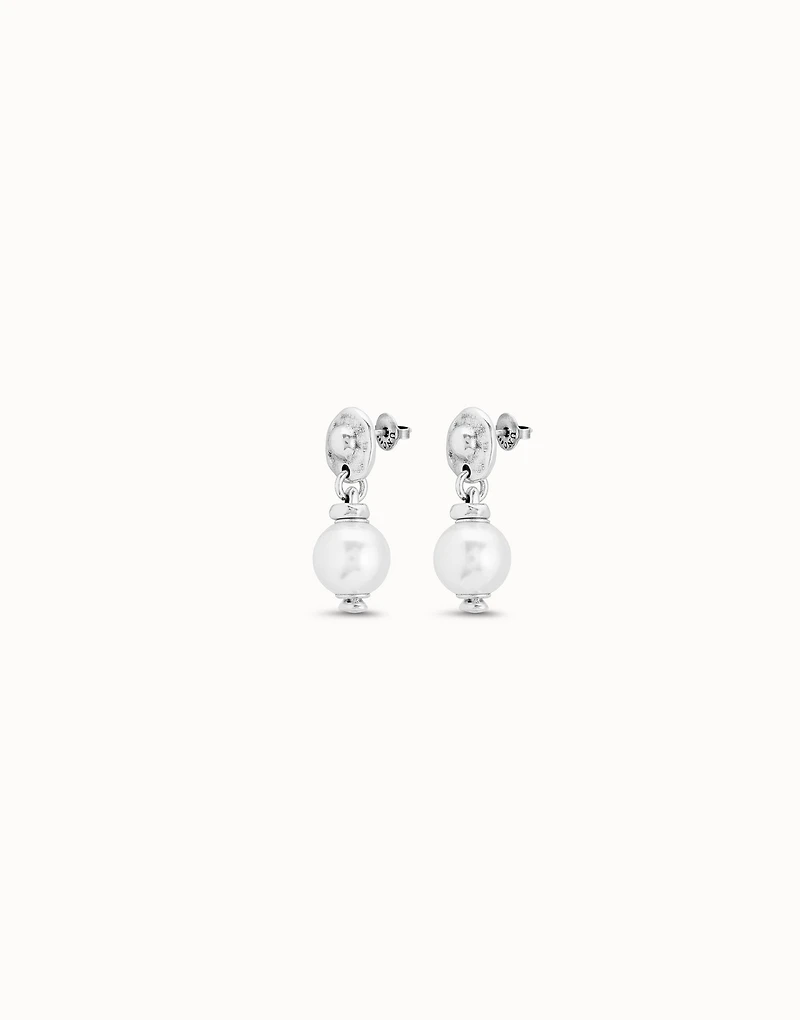 Sterling silver-plated drop earrings with pearl