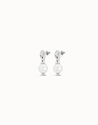 Sterling silver-plated drop earrings with pearl