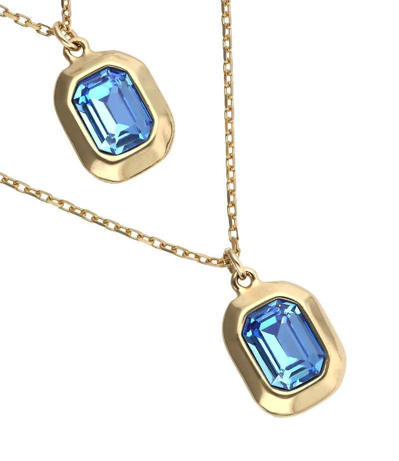Double necklace with two rectangular faceted crystals