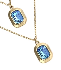 Double necklace with two rectangular faceted crystals