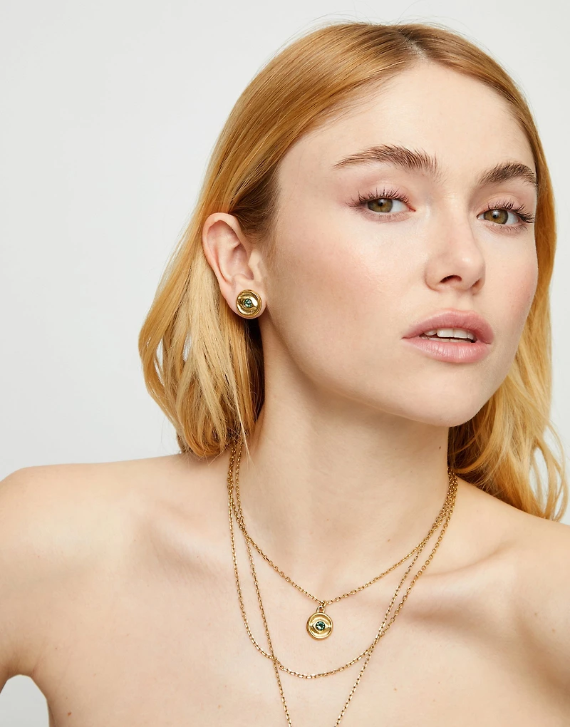 Stud earrings with verde crystal