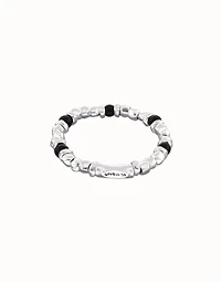 Beaded bracelet with silver and black Murano glass beads