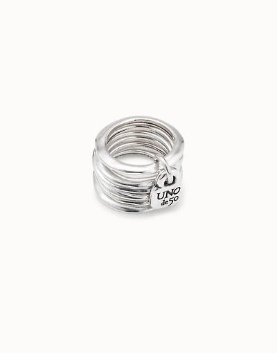 Multi row ring with a charm