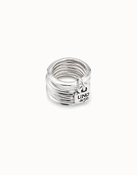 Multi row ring with a charm