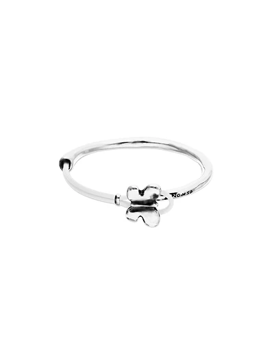 White leather bracelet with butterfly ornament