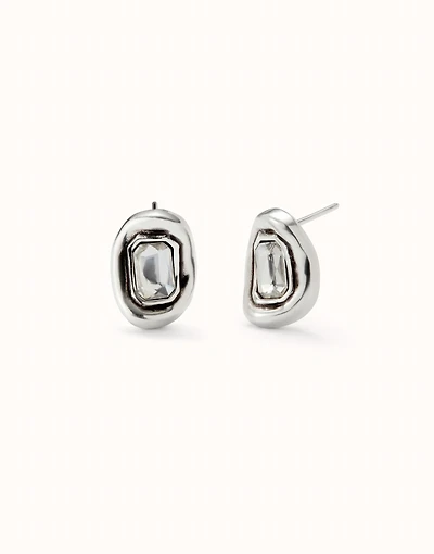 Stud earrings with white faceted crystal