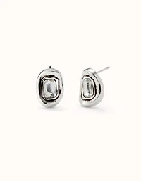 Stud earrings with white faceted crystal