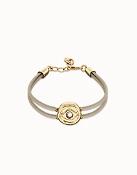 Double ivory leather birthstone bracelet with eye