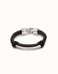 Leather bracelet with a tube in the center