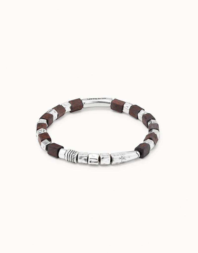 Leather bracelet with wooden beads