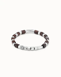 Leather bracelet with wooden beads