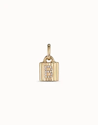 18K gold-plated padlock charm with topaz letter B