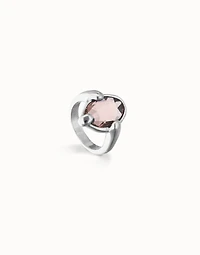 Ring with pink oval faceted crystal
