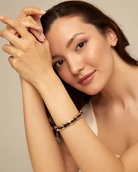 Leather bracelet with rectangular links