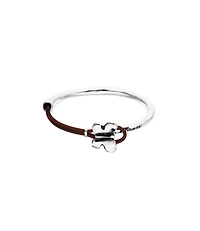 Brown leather bracelet with butterfly ornament