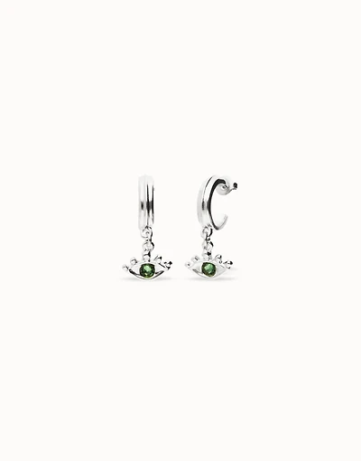 Eye-shaped drop earrings with verde crystal