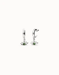 Eye-shaped drop earrings with verde crystal