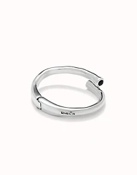 Bangle bracelet with two black crystal