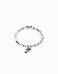 Beaded  stretch bracelet with heart and black crystal
