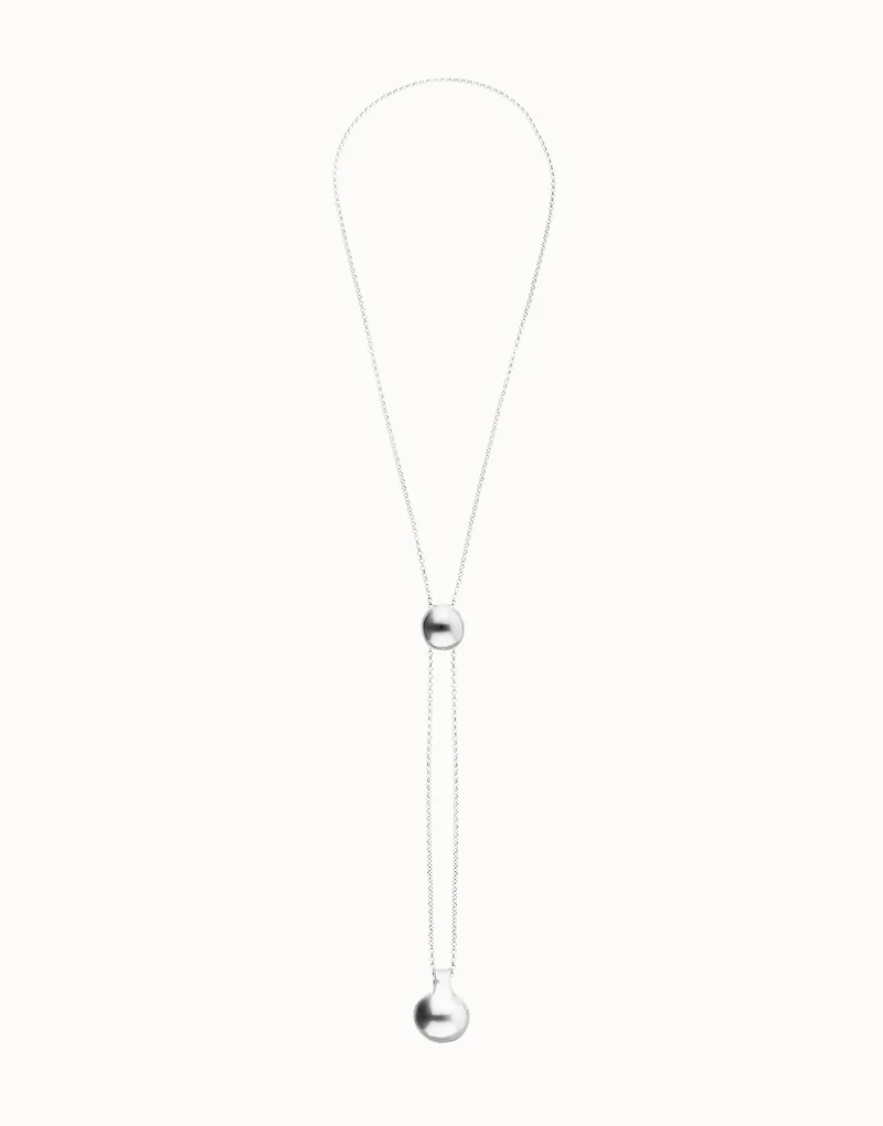 Long necklace with an adjustable chain and two weights
