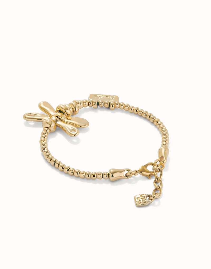 Elastic bracelet with 18K gold-plated dragonfly