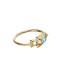 Semi-rigid bracelet with blue faceted crystal