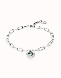 Short link chain pendant necklace sky-blue crystal