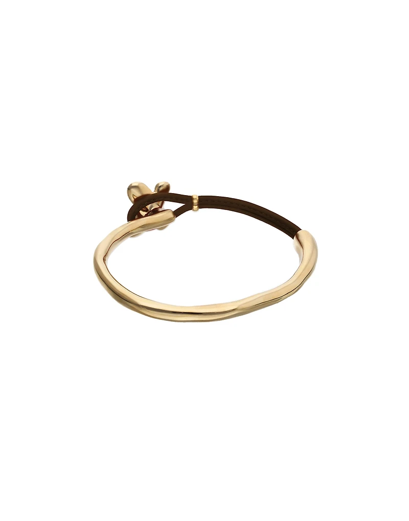 Brown leather bracelet with butterfly ornament