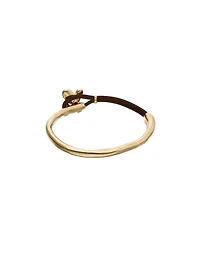 Brown leather bracelet with butterfly ornament