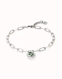 Short link chain pendant necklace turquoise crystal