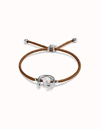 Brown cord bracelet with a pearl