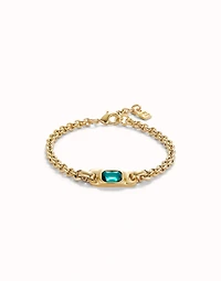 Chain bracelet with green crystal