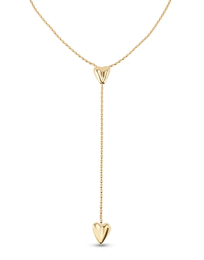 Long adjustable chain necklace with two hearts