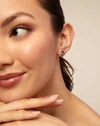 Stud earrings with blue crystal