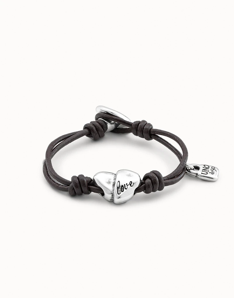 Leather bracelet with a heart