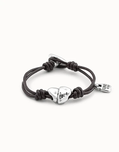 Leather bracelet with a heart