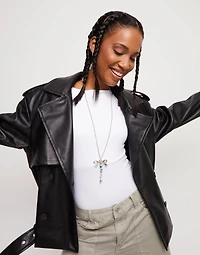 Long pendant necklace with a dragonfly