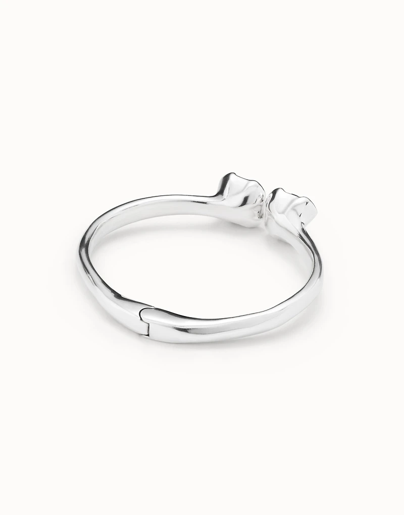 Bangle bracelet with two blue crystals