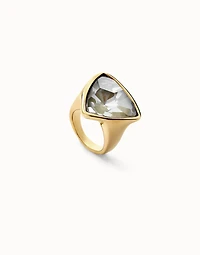 Large triangular ring with crystals