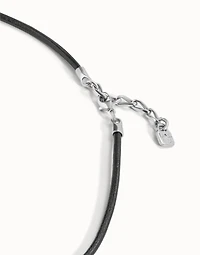 Short leather charm necklace