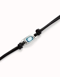 Leather bracelet with a blue  crystal