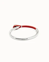 Bangle bracelet with coral leather